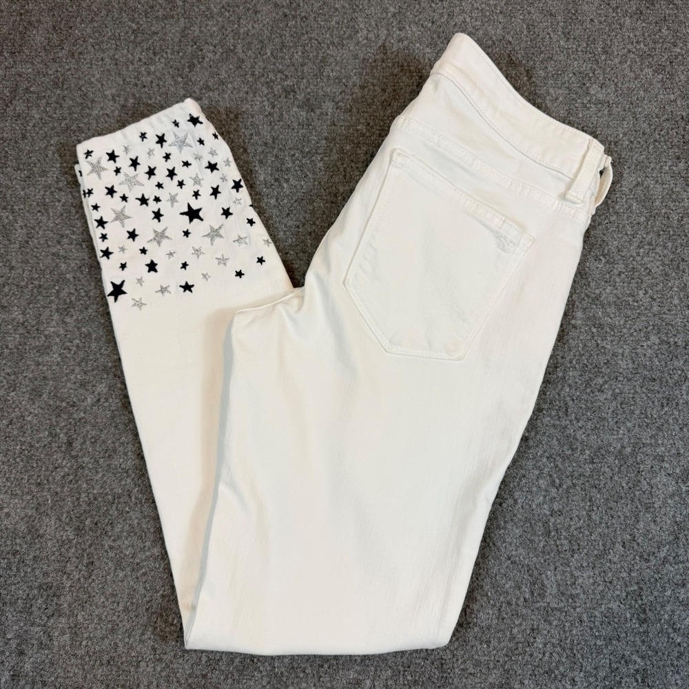 Vineyard Vines White Skinny Jeans Star Embroidered Ankle Size 6 Celestial Star